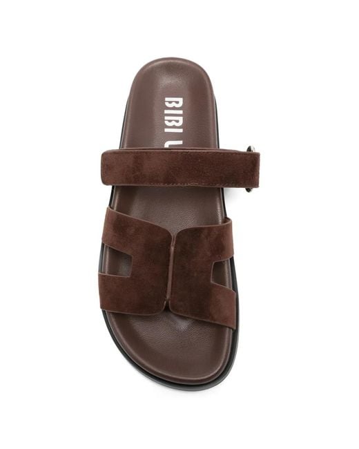 Bibi Lou Brown Leather Flat Sandals