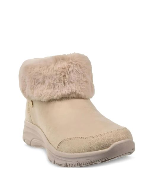 Skechers Natural Faux-Fur Cuff Ankle Boots