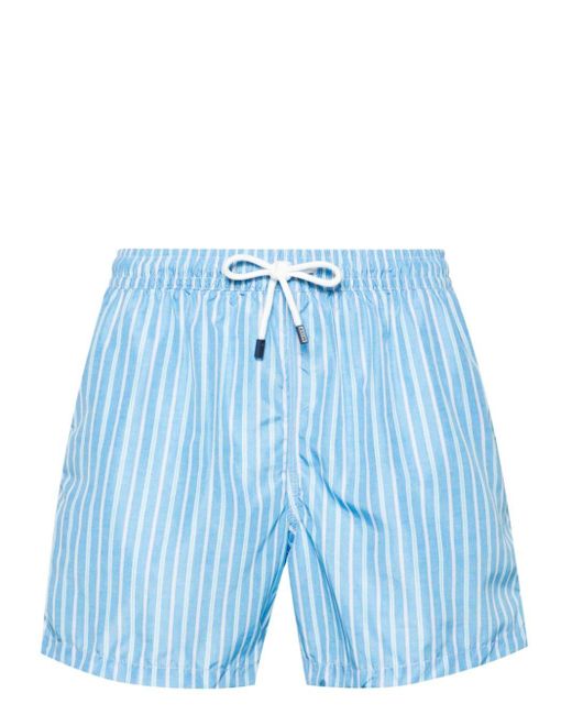 Fedeli Blue Madeira Striped Swim Shorts for men