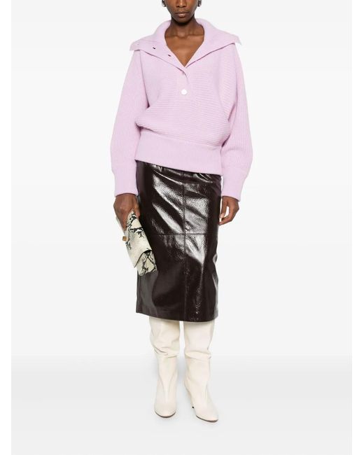 Magda Butrym Pink High-Neck Button-Placket Jumper