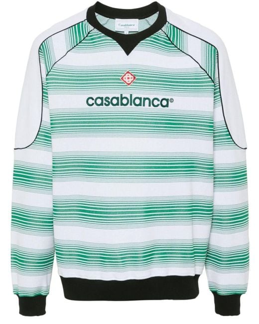 Casablancabrand Green Logo-embroidered Striped Sweatshirt for men