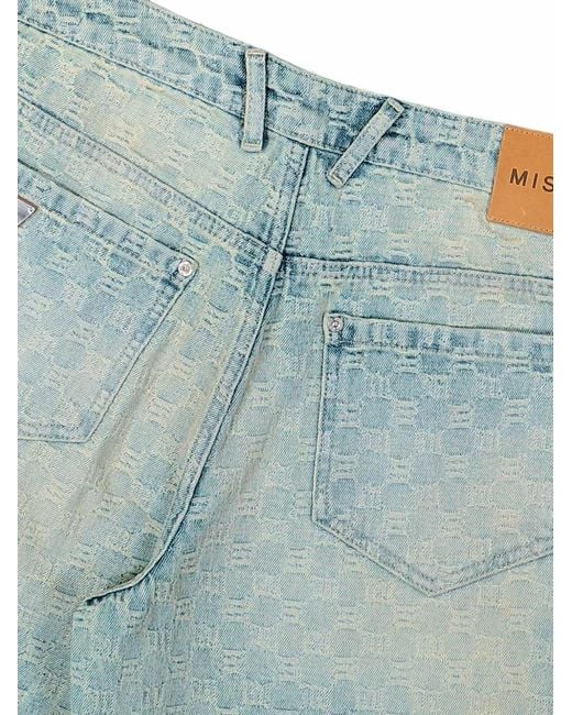 M I S B H V Green Monogram-Pattern Jeans for men