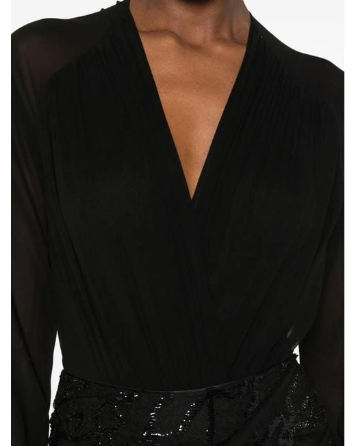 Botsi Black Wrap Long-Sleeve Blouse