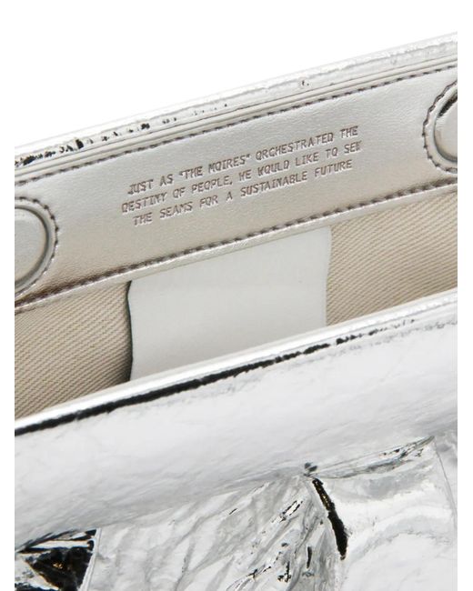 THEMOIRÈ White Pleated Metallic-Effect Clutch Bag
