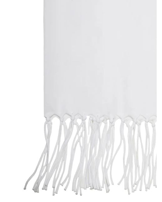 Mc2 Saint Barth White Logo-Print Fringed Mini Dress