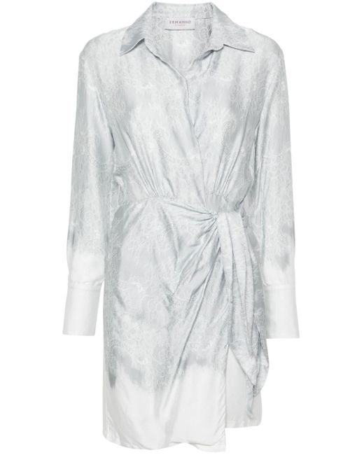 ERMANNO FIRENZE White Lace-print Wraparound Mini Dress