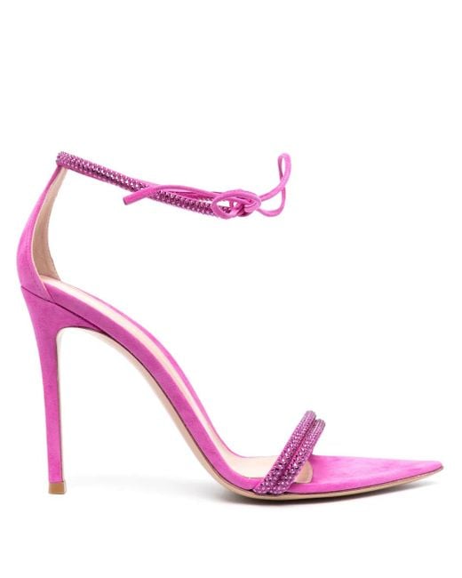Gianvito Rossi Pink Montecarlo 115Mm Crystal-Embellished Sandals