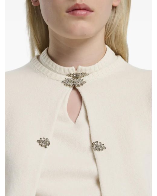Barrie White Jewel-Detail Cashmere Cardigan