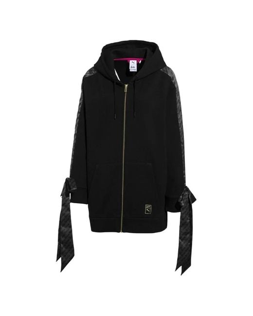 PUMA Black X Barbie Full-Zip Tie-Sleeve Hoodie