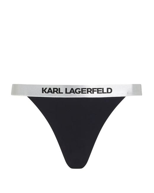 Karl Lagerfeld Black Logo-Waistband Bikini Bottoms