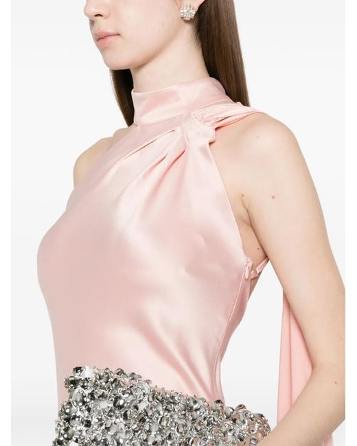 ACTUALEE Pink Draped Single-Shoulder Gown