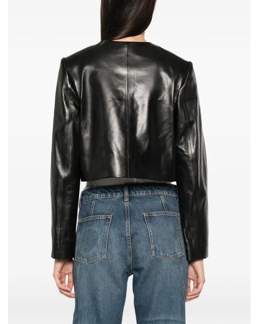 Brandon Maxwell Black Ryder Leather Jacket
