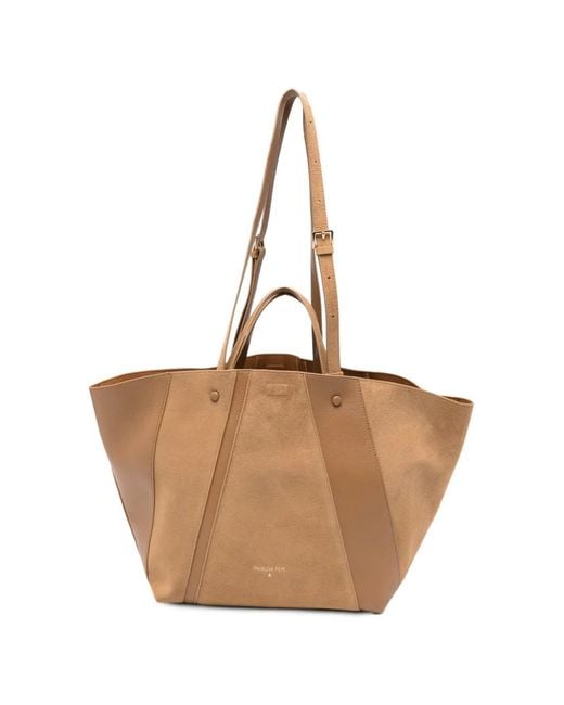 Patrizia Pepe Natural Sac Porté Épaule À Empiècements En Daim