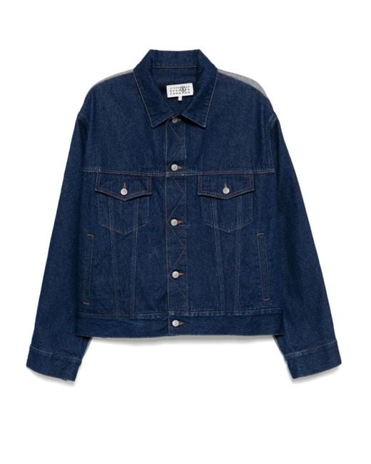 MM6 by Maison Margiela Blue Patched Denim Jacket for men