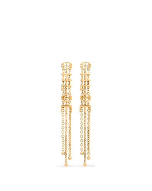Chloé White Logo-Lettering Chain-Link Earrings