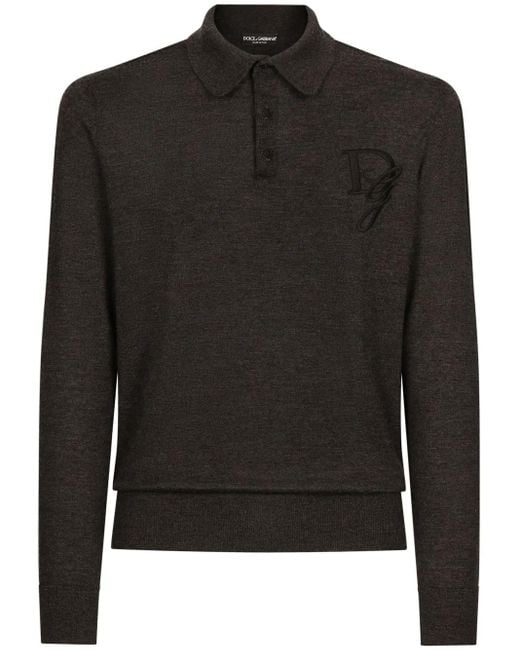 Polo En Cachemire À Logo Brodé Dolce & Gabbana pour homme en coloris Black