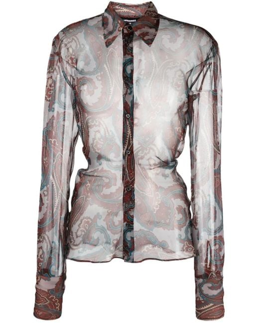 Camisa con motivo de cachemira DSquared² de color Black