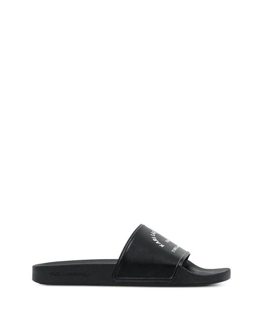 Karl Lagerfeld White Logo-Print Slides for men