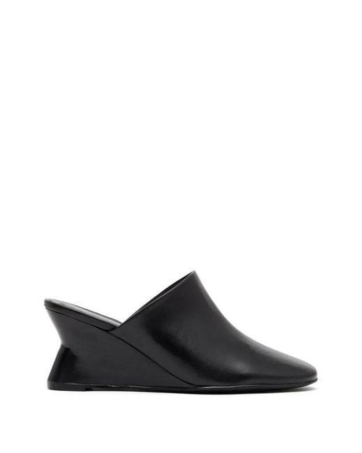 Paloma Wool Black Wedge-Heel Leather Mules
