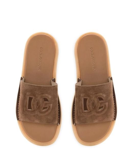 Dolce & Gabbana Brown Suede Slides for men