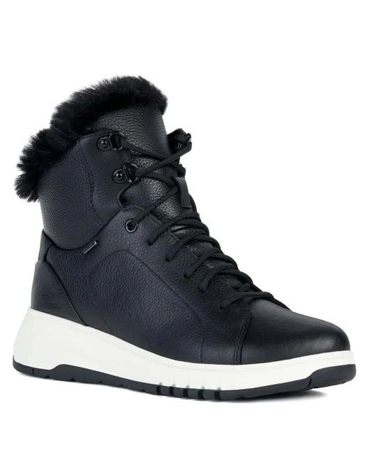 Geox Blue Aerantis 4X4 Abx Lace-Up Fur-Trimmed Boots