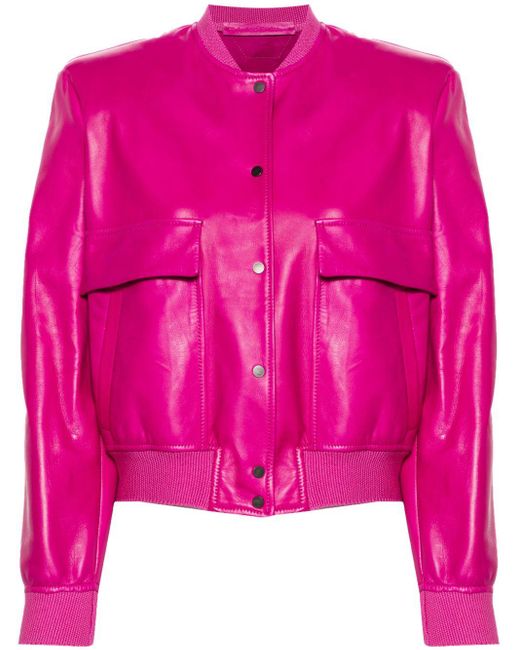 Salvatore Santoro Pink Leather Bomber Jacket
