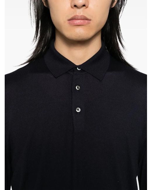 Fedeli Blue Virgin-Wool Polo Shirt for men