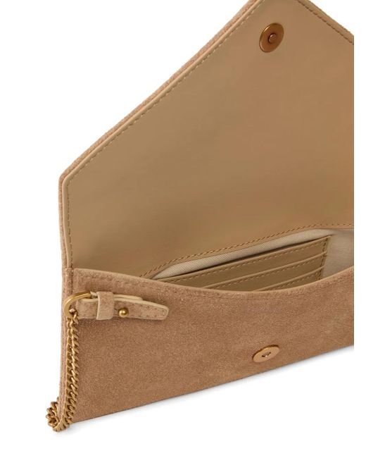Pinko Natural Small Suede Clutch Bag