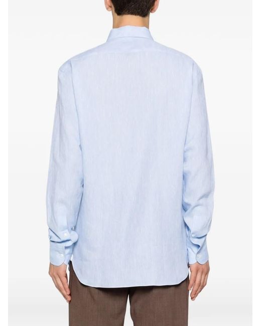 Zegna Blue Chemise Boutonnée À Manches Longues for men
