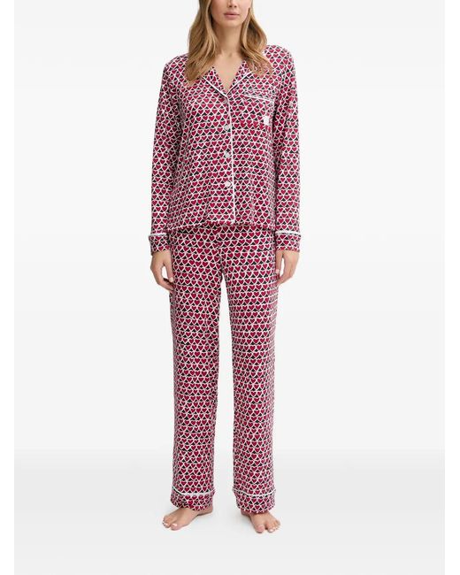 DKNY Red Heart-Print Pyjama Set