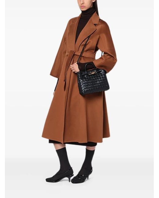 Max Mara Brown Belted Patch-Pocket Coat