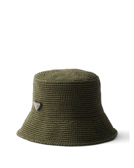 Prada Green Crochet Bucket Hat for men