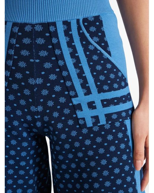 Temperley London Blue Ditzie Floral-Print Trousers