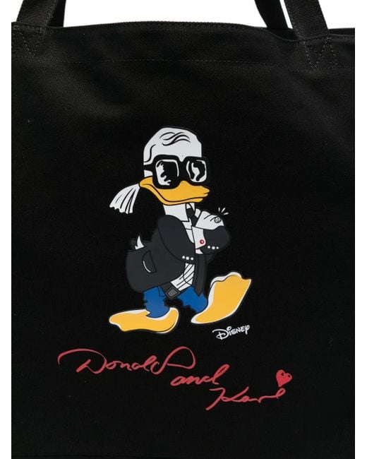 Karl Lagerfeld Black X Disney Donald Duck-Print Tote Bag