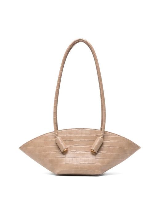 THEMOIRÈ Pink Embossed Recycled Leather Shoulder Bag