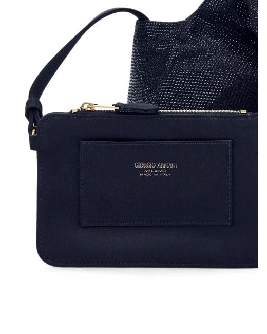 Giorgio Armani Blue Rhinestone-Embellished Tote Bag