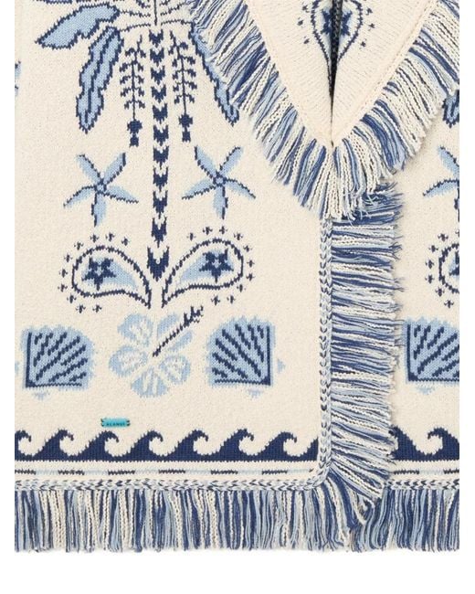 Alanui Blue Echoes Of The Island Wool And Cotton Cardigan