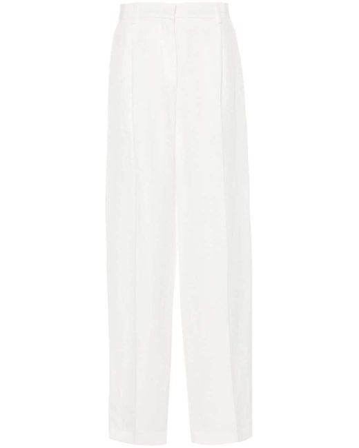 MSGM White Pleat-detail Trousers