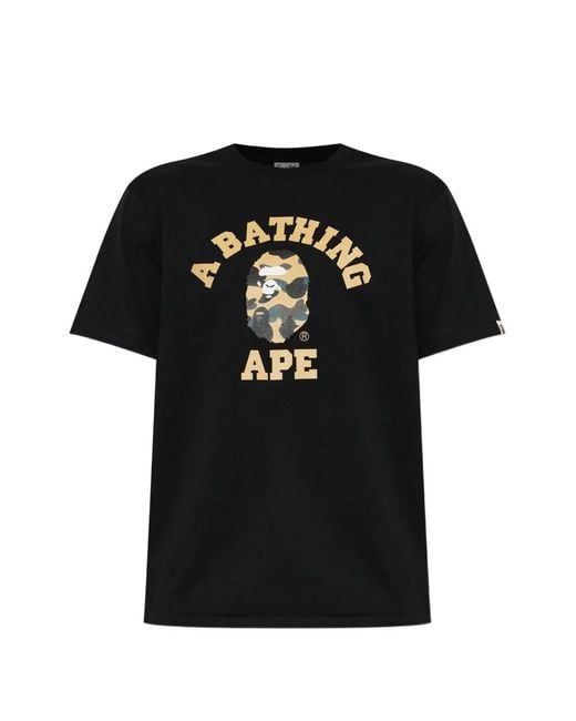 A Bathing Ape Black 1St Camo College Tee M for men
