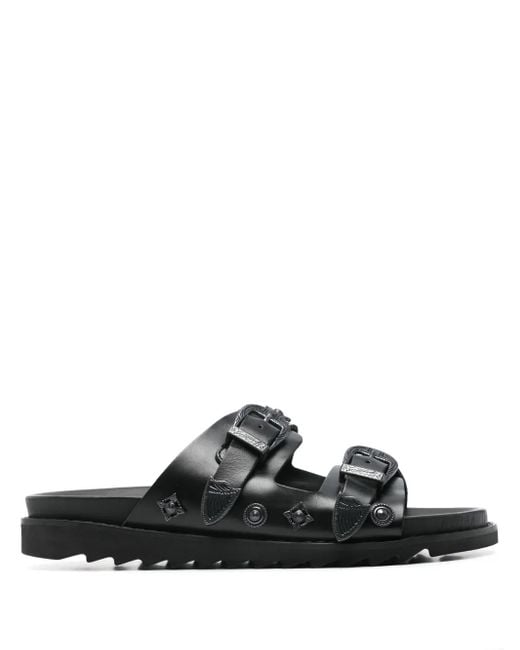 Toga Virilis Black Leather Slides for men