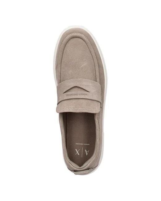 ARMANI EXCHANGE White Suede Slip-On Sneakers for men