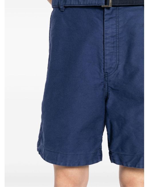 Sacai Blue Belted Cotton Wide-leg Shorts for men