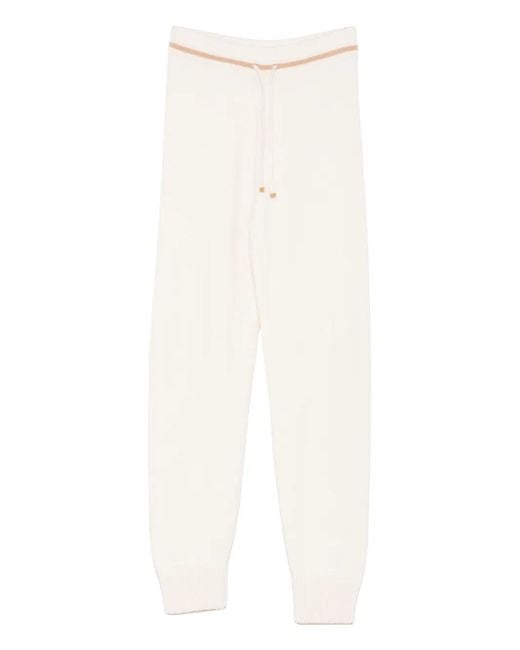 Eleventy White Drawstring Knitted Track Pants