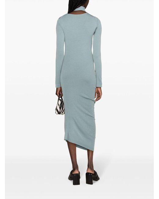 Fendi Blue Asymmetric Cut-out Midi Dress
