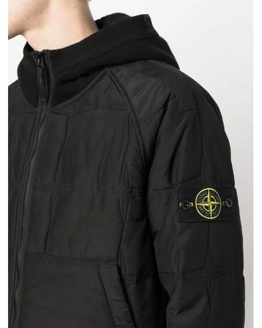 Stone Island Black Padded Zip-Up Jacket for men
