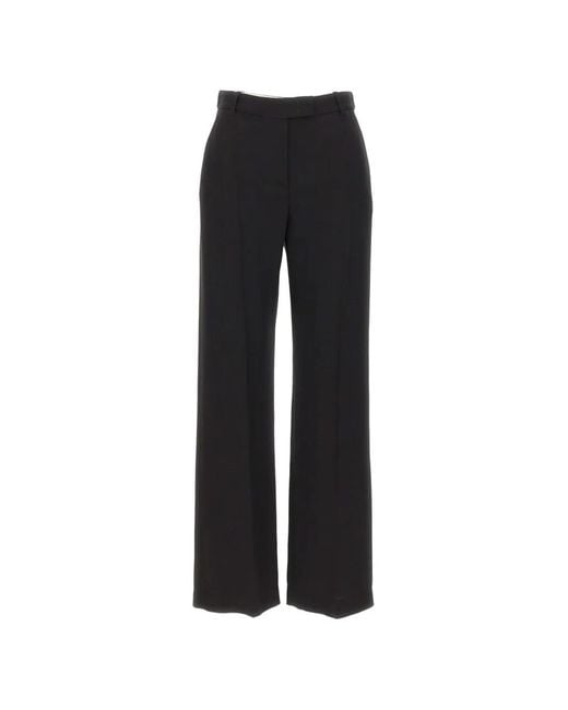 Eleventy Black Pressed-Crease Silk Tailored Trousers