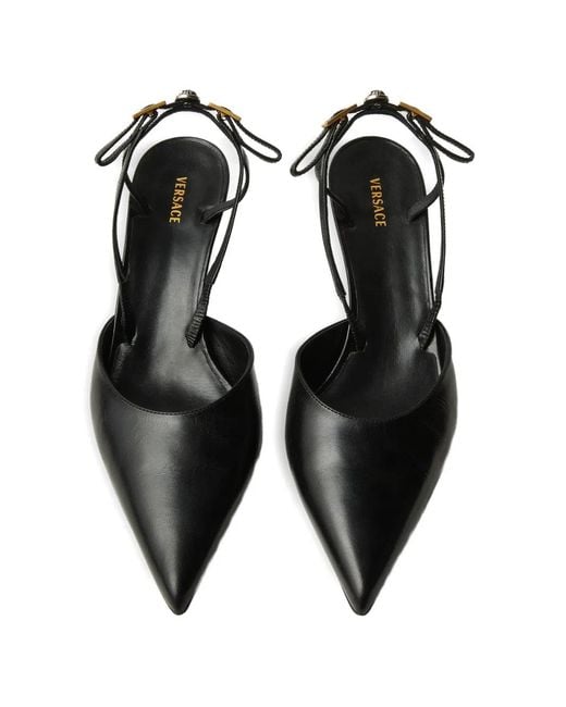 Versace Black Nyx Leather Slingbacks 50 Mm