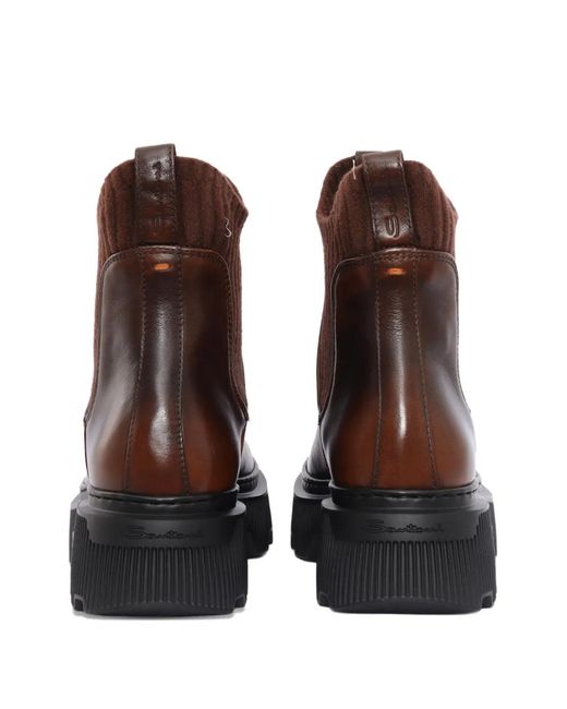 Santoni Brown Ribbed Mountain Boots