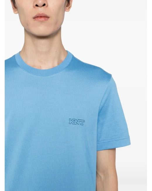 Camiseta con logo bordado Kiton de hombre de color Blue