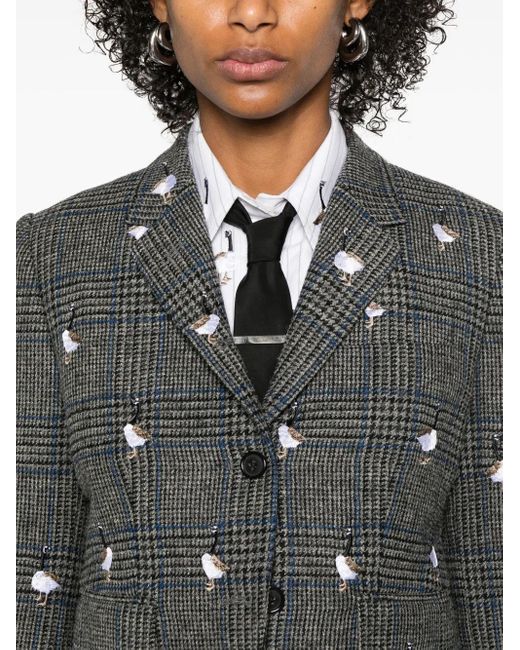 Thom Browne Gray Prince Of Wales Hunting Tweed Blazer